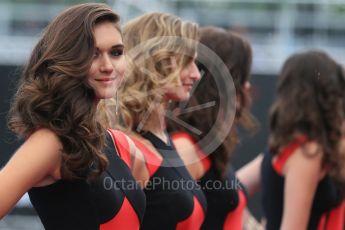 World © Octane Photographic Ltd. Grid Girls. Sunday 12th June 2016, F1 Canadian GP Drivers’ parade, Circuit Gilles Villeneuve, Montreal, Canada. Digital Ref :1591LB1D2909