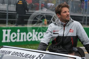 World © Octane Photographic Ltd. Haas F1 Team – Romain Grosjean. Sunday 12th June 2016, F1 Canadian GP Drivers’ parade, Circuit Gilles Villeneuve, Montreal, Canada. Digital Ref :1591LB1D3107