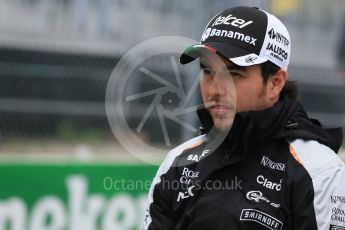 World © Octane Photographic Ltd. Sahara Force India - Sergio Perez. Sunday 12th June 2016, F1 Canadian GP Drivers’ parade, Circuit Gilles Villeneuve, Montreal, Canada. Digital Ref :1591LB1D3129