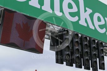 World © Octane Photographic Ltd. Start lights. Sunday 12th June 2016, F1 Canadian GP Grid, Circuit Gilles Villeneuve, Montreal, Canada. Digital Ref :1591LB1D3226