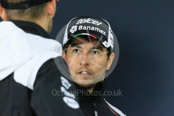 World © Octane Photographic Ltd. F1 Canadian GP FIA Drivers’ Press Conference, Circuit Gilles Villeneuve, Montreal, Canada. Thursday 9th June 2016. Sahara Force India - Sergio Perez and McLaren Honda – Jenson Button. Digital Ref :1582LB1D8647