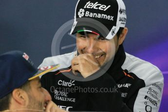 World © Octane Photographic Ltd. F1 Canadian GP FIA Drivers’ Press Conference, Circuit Gilles Villeneuve, Montreal, Canada. Thursday 9th June 2016. Sahara Force India - Sergio Perez and Red Bull Racing – Daniel Ricciardo. Digital Ref :1582LB1D8655