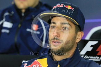 World © Octane Photographic Ltd. F1 Canadian GP FIA Drivers’ Press Conference, Circuit Gilles Villeneuve, Montreal, Canada. Thursday 9th June 2016. Red Bull Racing – Daniel Ricciardo. Digital Ref :1582LB1D8686