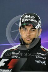 World © Octane Photographic Ltd. F1 Canadian GP FIA Drivers’ Press Conference, Circuit Gilles Villeneuve, Montreal, Canada. Thursday 9th June 2016. Sahara Force India - Sergio Perez. Digital Ref :1582LB1D8702