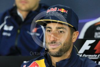 World © Octane Photographic Ltd. F1 Canadian GP FIA Drivers’ Press Conference, Circuit Gilles Villeneuve, Montreal, Canada. Thursday 9th June 2016. Red Bull Racing – Daniel Ricciardo. Digital Ref :1582LB1D8715