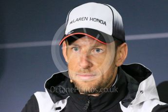 World © Octane Photographic Ltd. F1 Canadian GP FIA Drivers’ Press Conference, Circuit Gilles Villeneuve, Montreal, Canada. Thursday 9th June 2016. McLaren Honda – Jenson Button. Digital Ref :1582LB1D8723