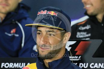 World © Octane Photographic Ltd. F1 Canadian GP FIA Drivers’ Press Conference, Circuit Gilles Villeneuve, Montreal, Canada. Thursday 9th June 2016. Red Bull Racing – Daniel Ricciardo. Digital Ref :1582LB1D8725