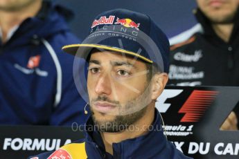World © Octane Photographic Ltd. F1 Canadian GP FIA Drivers’ Press Conference, Circuit Gilles Villeneuve, Montreal, Canada. Thursday 9th June 2016. Red Bull Racing – Daniel Ricciardo. Digital Ref :1582LB1D8742