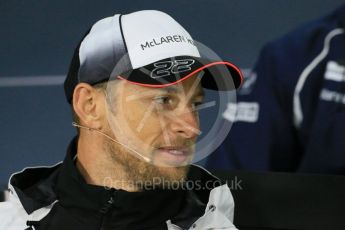 World © Octane Photographic Ltd. F1 Canadian GP FIA Drivers’ Press Conference, Circuit Gilles Villeneuve, Montreal, Canada. Thursday 9th June 2016. McLaren Honda – Jenson Button. Digital Ref :1582LB1D8765