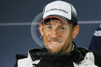 World © Octane Photographic Ltd. F1 Canadian GP FIA Drivers’ Press Conference, Circuit Gilles Villeneuve, Montreal, Canada. Thursday 9th June 2016. McLaren Honda – Jenson Button. Digital Ref :1582LB1D8771