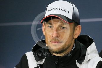 World © Octane Photographic Ltd. F1 Canadian GP FIA Drivers’ Press Conference, Circuit Gilles Villeneuve, Montreal, Canada. Thursday 9th June 2016. McLaren Honda – Jenson Button. Digital Ref :1582LB1D8789
