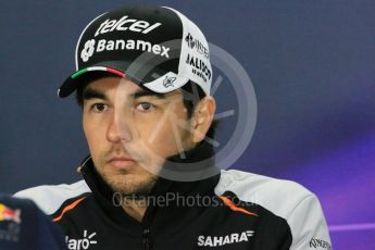 World © Octane Photographic Ltd. F1 Canadian GP FIA Drivers’ Press Conference, Circuit Gilles Villeneuve, Montreal, Canada. Thursday 9th June 2016. Sahara Force India - Sergio Perez. Digital Ref :1582LB1D8811