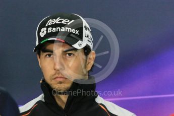 World © Octane Photographic Ltd. F1 Canadian GP FIA Drivers’ Press Conference, Circuit Gilles Villeneuve, Montreal, Canada. Thursday 9th June 2016. Sahara Force India - Sergio Perez. Digital Ref :1582LB1D8867
