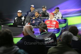 World © Octane Photographic Ltd. F1 Canadian GP FIA Drivers’ Press Conference, Circuit Gilles Villeneuve, Montreal, Canada. Thursday 9th June 2016. McLaren Honda – Jenson Button, Sauber F1 Team – Marcus Ericsson, Williams Martini Racing – Felipe Massa, Sahara Force India - Sergio Perez, Scuderia Ferrari – Kimi Raikkonen and Red Bull Racing – Daniel Ricciardo. Digital Ref :1582LB5D8934