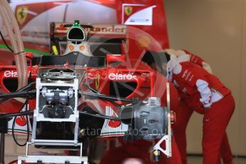 World © Octane Photographic Ltd. Scuderia Ferrari SF16-H front suspension and front brakes. Thursday 9th June 2016, F1 Canadian GP Pitlane, Circuit Gilles Villeneuve, Montreal, Canada. Digital Ref :1581LB1D9058