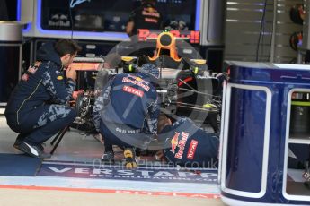 World © Octane Photographic Ltd. Red Bull Racing RB12 being assembled – Max Verstappen. Thursday 9th June 2016, F1 Canadian GP Pitlane, Circuit Gilles Villeneuve, Montreal, Canada. Digital Ref :1581LB1D9108