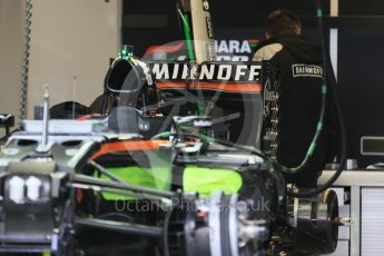 World © Octane Photographic Ltd. Sahara Force India VJM09 rear wing. Thursday 9th June 2016, F1 Canadian GP Pitlane, Circuit Gilles Villeneuve, Montreal, Canada. Digital Ref :1581LB1D9145