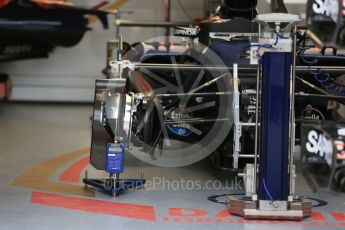 World © Octane Photographic Ltd. Scuderia Toro Rosso STR11 front suspension. Thursday 9th June 2016, F1 Canadian GP Pitlane, Circuit Gilles Villeneuve, Montreal, Canada. Digital Ref :1581LB1D9189
