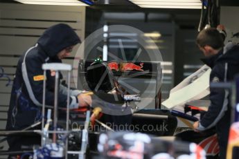 World © Octane Photographic Ltd. Scuderia Toro Rosso STR11 rear wing. Thursday 9th June 2016, F1 Canadian GP Pitlane, Circuit Gilles Villeneuve, Montreal, Canada. Digital Ref :1581LB1D9199