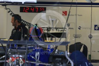 World © Octane Photographic Ltd. Sauber F1 Team C35 being assembled– Felipe Nasr. Thursday 9th June 2016, F1 Canadian GP Pitlane, Circuit Gilles Villeneuve, Montreal, Canada. Digital Ref :1581LB1D9232