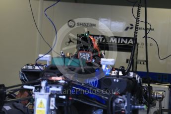 World © Octane Photographic Ltd. Manor Racing MRT05 being assembled. Thursday 9th June 2016, F1 Canadian GP Pitlane, Circuit Gilles Villeneuve, Montreal, Canada. Digital Ref :1581LB1D9287