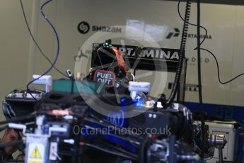 World © Octane Photographic Ltd. Manor Racing MRT05 being assembled. Thursday 9th June 2016, F1 Canadian GP Pitlane, Circuit Gilles Villeneuve, Montreal, Canada. Digital Ref :1581LB1D9292