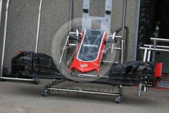 World © Octane Photographic Ltd. Haas F1 Team VF-16 nose and front wing. Thursday 9th June 2016, F1 Canadian GP Pitlane, Circuit Gilles Villeneuve, Montreal, Canada. Digital Ref :1581LB1D9302