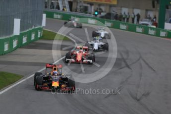 World © Octane Photographic Ltd. McLaren Honda MP4-31 – Fernando Alonso and Sahara Force India VJM09 - Nico Hulkenberg. Sunday 12th June 2016, F1 Canadian GP Race, Circuit Gilles Villeneuve, Montreal, Canada. Digital Ref : 1592LB1D3491