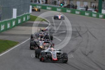 World © Octane Photographic Ltd. Haas F1 Team VF-16 – Romain Grosjean ahead of Scuderia Toro Rosso STR11 – Carlos Sainz and Daniil Kvyat and . Sunday 12th June 2016, F1 Canadian GP Race, Circuit Gilles Villeneuve, Montreal, Canada. Digital Ref :