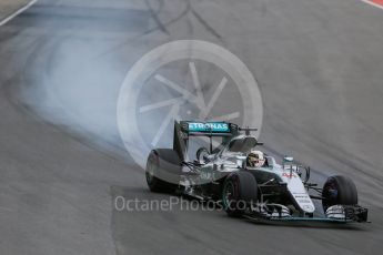 World © Octane Photographic Ltd. Mercedes AMG Petronas W07 Hybrid – Lewis Hamilton locks up the front left. Sunday 12th June 2016, F1 Canadian GP Race, Circuit Gilles Villeneuve, Montreal, Canada. Digital Ref :1592LB1D3933