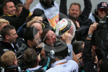 World © Octane Photographic Ltd. Mercedes AMG Petronas – Lewis Hamilton (1st). Sunday 12th June 2016, F1 Canadian GP Parc Ferme, Circuit Gilles Villeneuve, Montreal, Canada. Digital Ref :1593LB1D4176