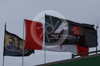 World © Octane Photographic Ltd. FIA, Canadian and F1 flags. Sunday 12th June 2016, F1 Canadian GP, Circuit Gilles Villeneuve, Montreal, Canada. Digital Ref :1593LB1D4326