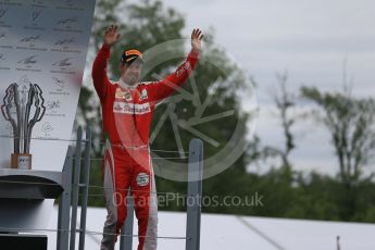 World © Octane Photographic Ltd. Scuderia Ferrari – Sebastian Vettel (2nd). Sunday 12th June 2016, F1 Canadian GP Podium, Circuit Gilles Villeneuve, Montreal, Canada. Digital Ref :1593LB1D4345