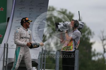 World © Octane Photographic Ltd. Mercedes AMG Petronas – Lewis Hamilton (1st). Sunday 12th June 2016, F1 Canadian GP Podium, Circuit Gilles Villeneuve, Montreal, Canada. Digital Ref :1593LB1D4682