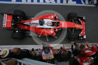 World © Octane Photographic Ltd. Scuderia Ferrari – Sebastian Vettel (2nd) . Sunday 12th June 2016, F1 Canadian GP Parc Ferme, Circuit Gilles Villeneuve, Montreal, Canada. Digital Ref :1593LB5D2364