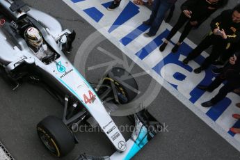World © Octane Photographic Ltd. Mercedes AMG Petronas – Lewis Hamilton (1st). Sunday 12th June 2016, F1 Canadian GP Parc Ferme, Circuit Gilles Villeneuve, Montreal, Canada. Digital Ref :1593LB5D2368