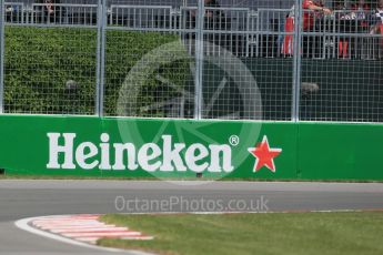 World © Octane Photographic Ltd. Heineken trackside sponsorship. Friday 10th June 2016, F1 Canadian GP Practice 1, Circuit Gilles Villeneuve, Montreal, Canada. Digital Ref : 1586LB1D0099
