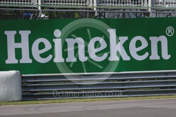 World © Octane Photographic Ltd. Heineken trackside sponsorship. Friday 10th June 2016, F1 Canadian GP Practice 1, Circuit Gilles Villeneuve, Montreal, Canada. Digital Ref : 1586LB1D9501