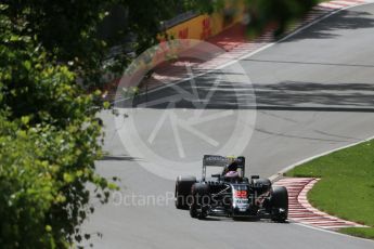 World © Octane Photographic Ltd. McLaren Honda MP4-31 – Jenson Button. Friday 10th June 2016, F1 Canadian GP Practice 1, Circuit Gilles Villeneuve, Montreal, Canada. Digital Ref : 1586LB1D9566