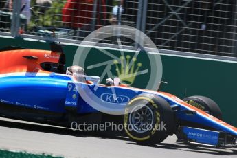 World © Octane Photographic Ltd. Manor Racing MRT05 - Pascal Wehrlein. Friday 10th June 2016, F1 Canadian GP Practice 2, Circuit Gilles Villeneuve, Montreal, Canada. Digital Ref :1587LB1D0118