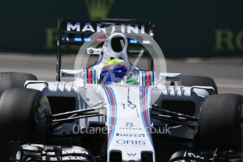 World © Octane Photographic Ltd. Williams Martini Racing, Williams Mercedes FW38 – Felipe Massa. Friday 10th June 2016, F1 Canadian GP Practice 2, Circuit Gilles Villeneuve, Montreal, Canada. Digital Ref :1587LB1D0241