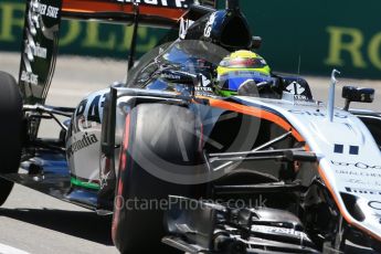 World © Octane Photographic Ltd. Sahara Force India VJM09 - Sergio Perez. Friday 10th June 2016, F1 Canadian GP Practice 2, Circuit Gilles Villeneuve, Montreal, Canada. Digital Ref :1587LB1D0355