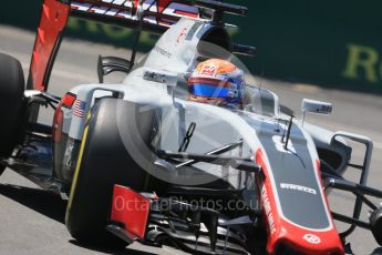 World © Octane Photographic Ltd. Haas F1 Team VF-16 – Romain Grosjean. Friday 10th June 2016, F1 Canadian GP Practice 2, Circuit Gilles Villeneuve, Montreal, Canada. Digital Ref :1587LB1D0372