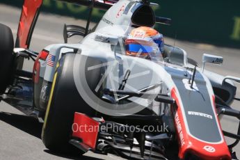 World © Octane Photographic Ltd. Haas F1 Team VF-16 – Romain Grosjean. Friday 10th June 2016, F1 Canadian GP Practice 2, Circuit Gilles Villeneuve, Montreal, Canada. Digital Ref :1587LB1D0372
