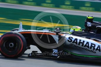 World © Octane Photographic Ltd. Sahara Force India VJM09 - Sergio Perez. Friday 10th June 2016, F1 Canadian GP Practice 2, Circuit Gilles Villeneuve, Montreal, Canada. Digital Ref :1587LB5D9312