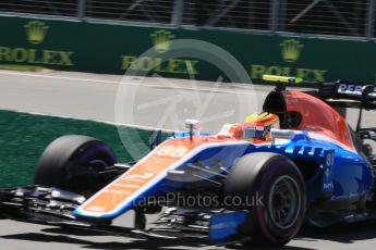 World © Octane Photographic Ltd. Manor Racing MRT05 – Rio Haryanto. Friday 10th June 2016, F1 Canadian GP Practice 2, Circuit Gilles Villeneuve, Montreal, Canada. Digital Ref :1587LB5D9604