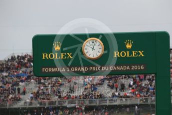 World © Octane Photographic Ltd. Rolex pit exit timing board. Saturday 11th June 2016, F1 Canadian GP Practice 3, Circuit Gilles Villeneuve, Montreal, Canada. Digital Ref :1588LB1D1138