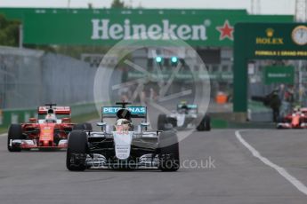 World © Octane Photographic Ltd. Mercedes AMG Petronas W07 Hybrid – Lewis Hamilton and Scuderia Ferrari SF16-H – Sebastian Vettel. Saturday 11th June 2016, F1 Canadian GP Qualifying, Circuit Gilles Villeneuve, Montreal, Canada. Digital Ref :1589LB1D1476