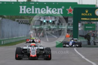 World © Octane Photographic Ltd. Haas F1 Team VF-16 - Esteban Gutierrez and Sauber F1 Team C35 – Marcus Ericsson. Saturday 11th June 2016, F1 Canadian GP Qualifying, Circuit Gilles Villeneuve, Montreal, Canada. Digital Ref :1589LB1D1507