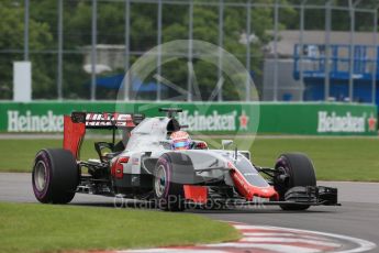 World © Octane Photographic Ltd. Haas F1 Team VF-16 – Romain Grosjean. Saturday 11th June 2016, F1 Canadian GP Qualifying, Circuit Gilles Villeneuve, Montreal, Canada. Digital Ref :1589LB1D1585